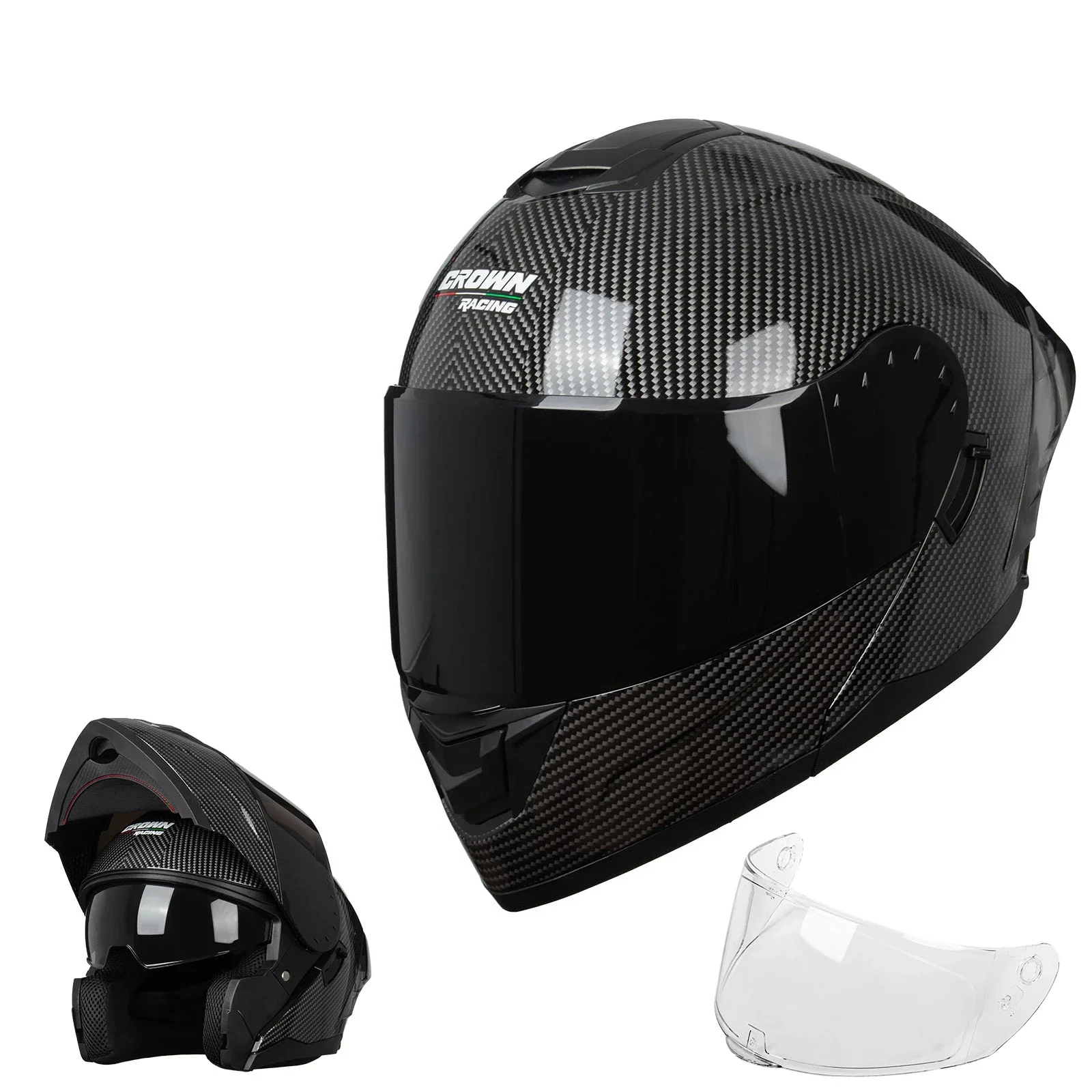 Мотошлем Crown Racing FL900, м – обзор и цена Dual Visor Motorcycle Racing Helmet